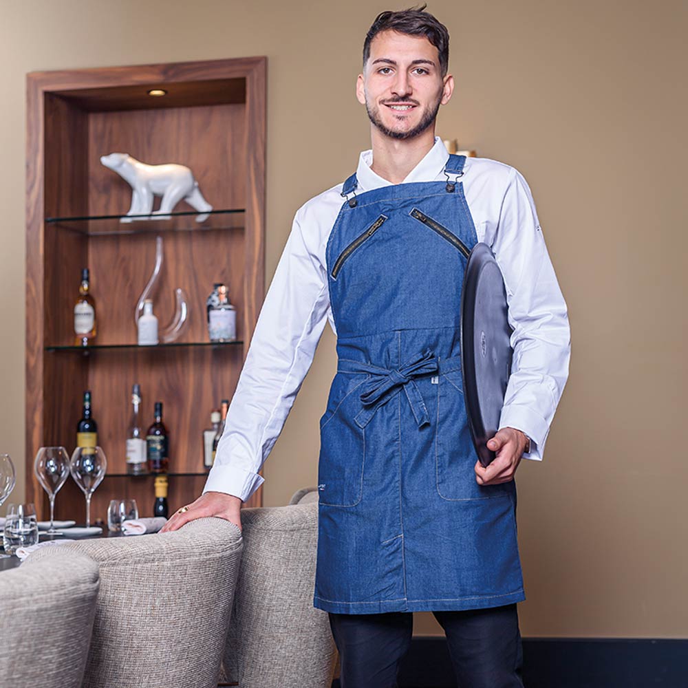 Unisex kitchen apron 406 in denim, Héritage range - Lafont