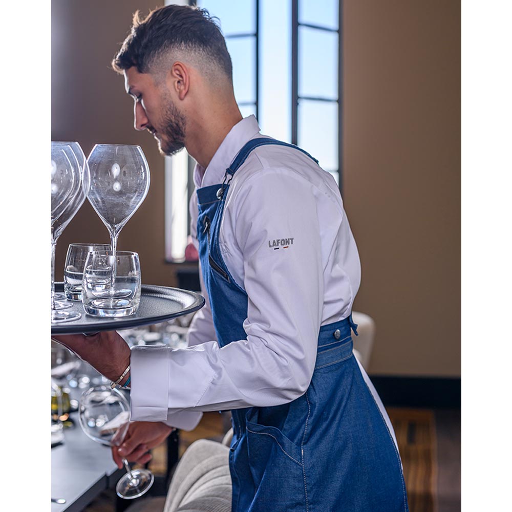 Unisex kitchen apron 406 in denim, Héritage range - Lafont