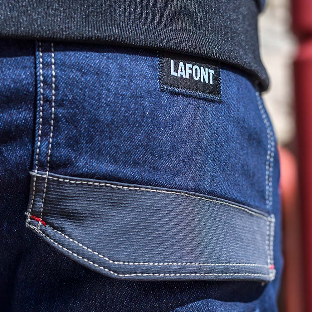 Zoom sur les poches dos du pantalon de travail RULER.LJ en jean